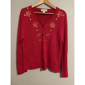 Seventh Avenue Cardigan Womens XL Floral Embroidered Sequin Cardigan Fairy Y2K